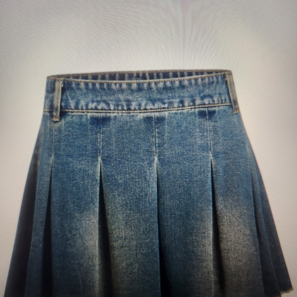 Cider Blue Denim Pleated Midi Skirt - Picture 7 of 7